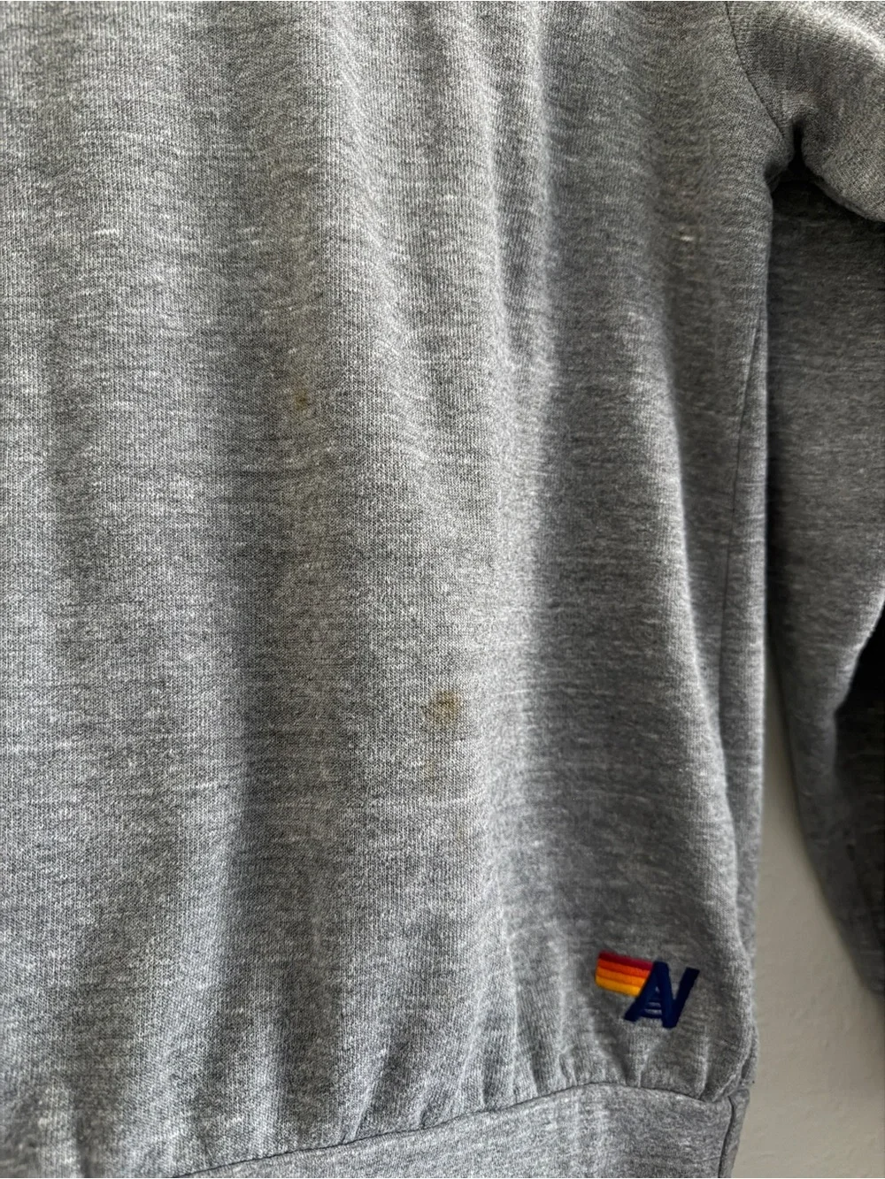 Aviator Nation Heart Stitch Relaxed Crew Sweatshirt Gray Red Heart